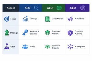AEO and GEO comparison table